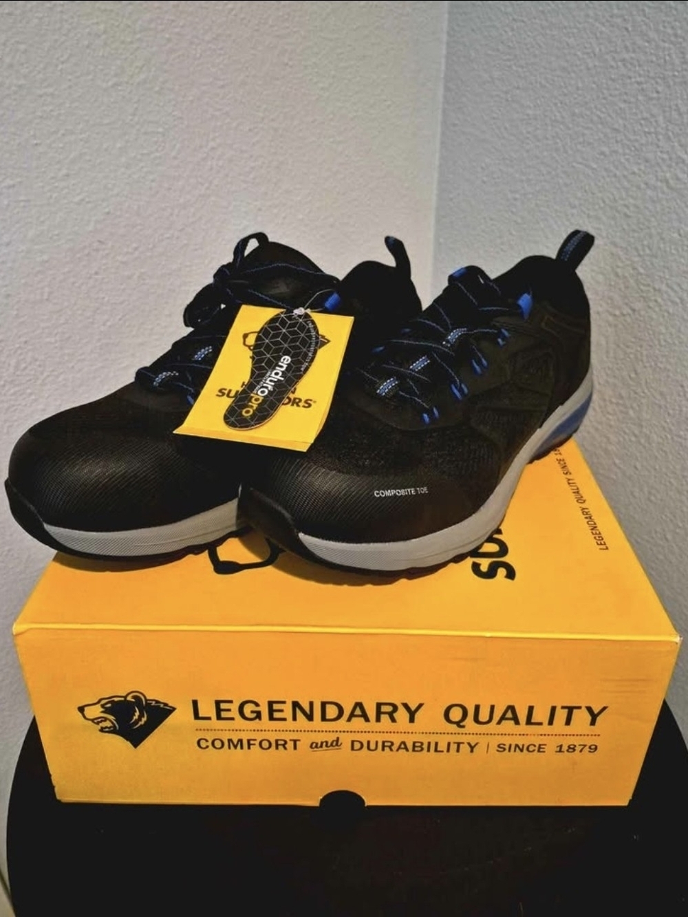 Skechers Black and Blue Men's Composite Toe Sneakers Size 9